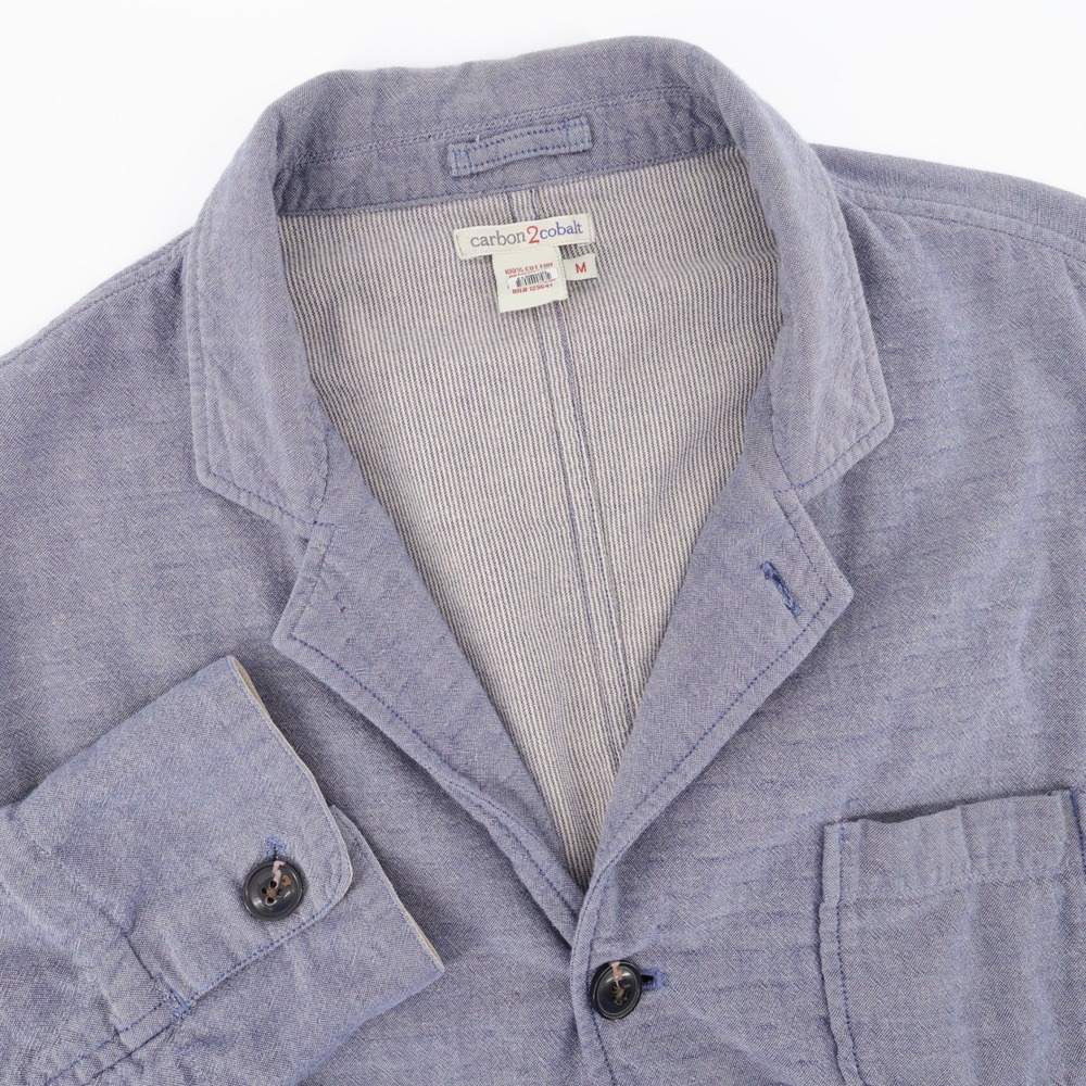 Carbon 2 Cobalt Cotton Chambray Blazer Blue Jacket Mens Medium Long Sleeve